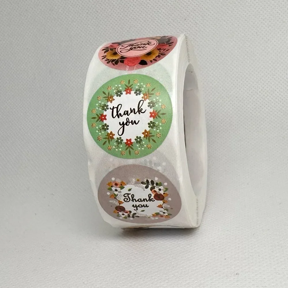 Thank You Sticker Adhesive Label Envelope Seal Decorative Package Flower 1